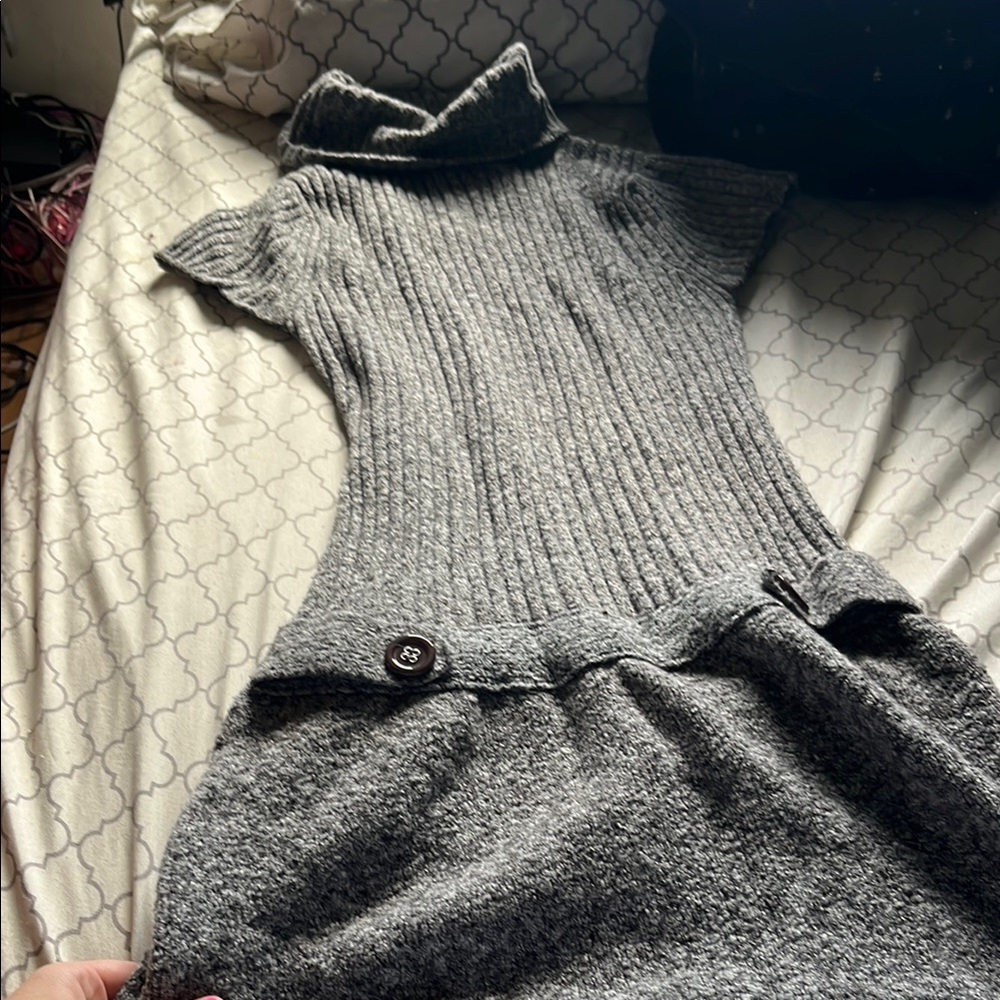 Gray Knit Turtleneck Dress